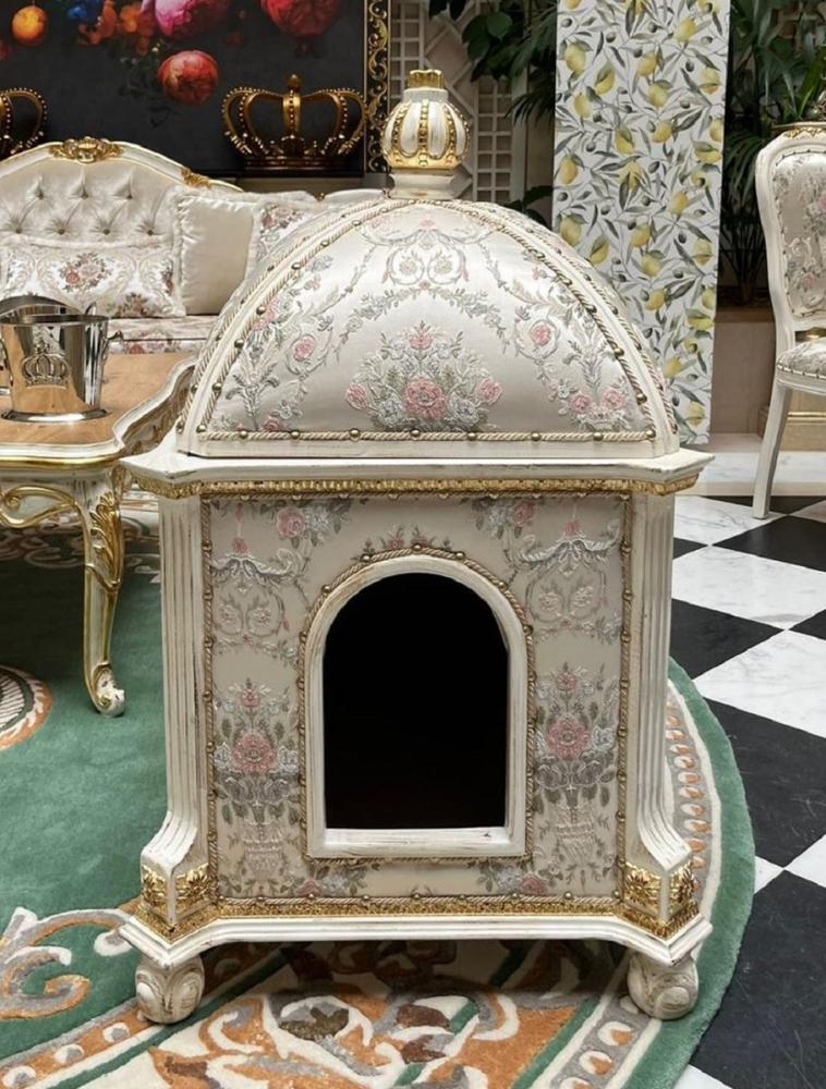 Pompöös by Casa Padrino Barock Katzenhaus Dschungel - designed by Harald Glööckler, 58 x 58 x 105 cm in Bunt/ Schwarz, Silber / Cremeweiß / Gold Bild 1