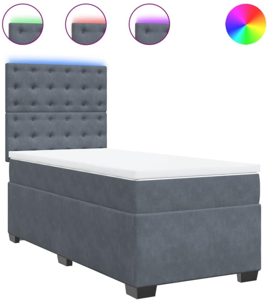 vidaXL Boxspringbett mit Matratze Dunkelgrau 100x200 cm Samt 3293147 Bild 1