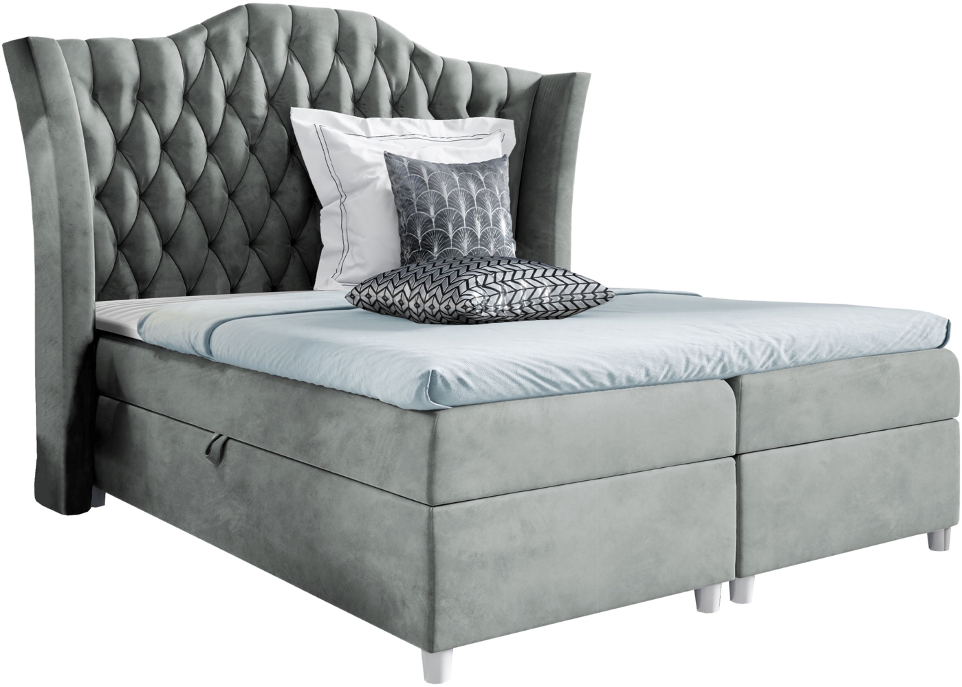 Boxspringbett 'Corigo' grau 180x200 cm Bild 1