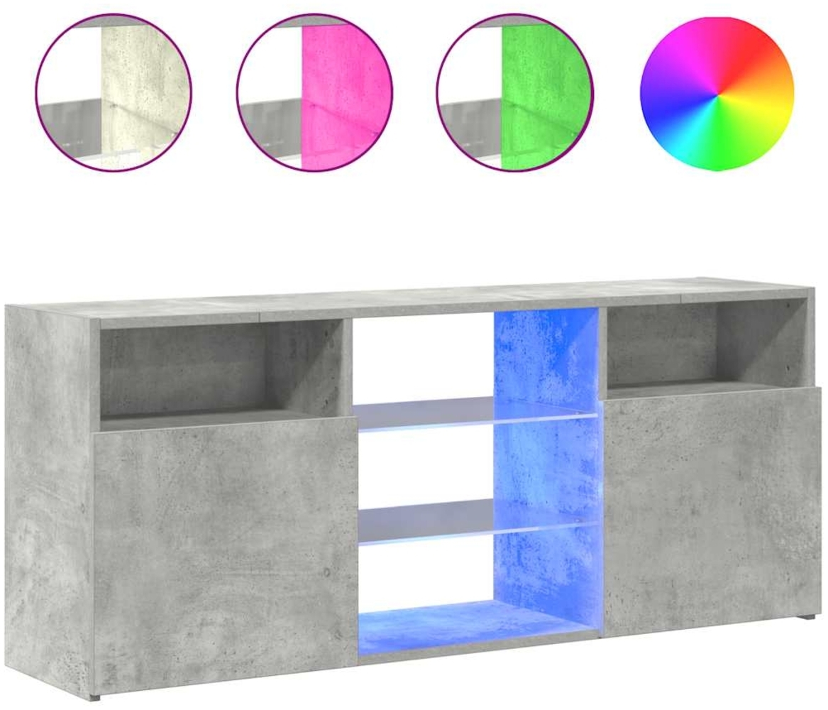 TV-Schrank Lowboard TV mit LED-Leuchten Betongrau 120x30x50 cm Bild 1