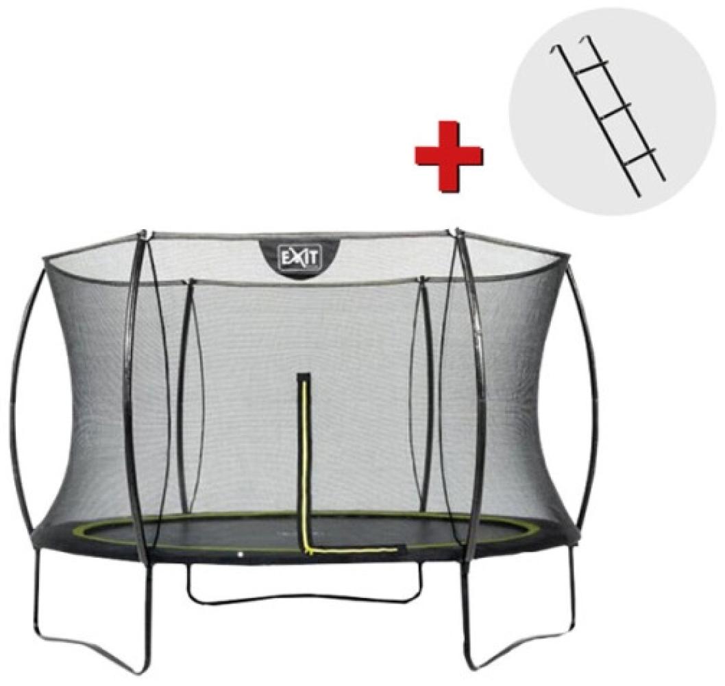 EXIT Trampolin Silhouette Ø 305 cm schwarz + Netz + GRATIS Leiter Bild 1