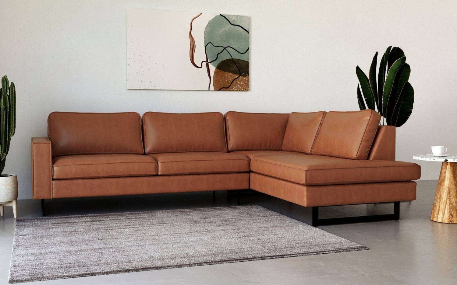 Places of Style Ecksofa Pinto, 290 cm, Ottomane links / rechts, Cord, Feincord, Luxus-Microfaser Leder und Chenille Bild 1