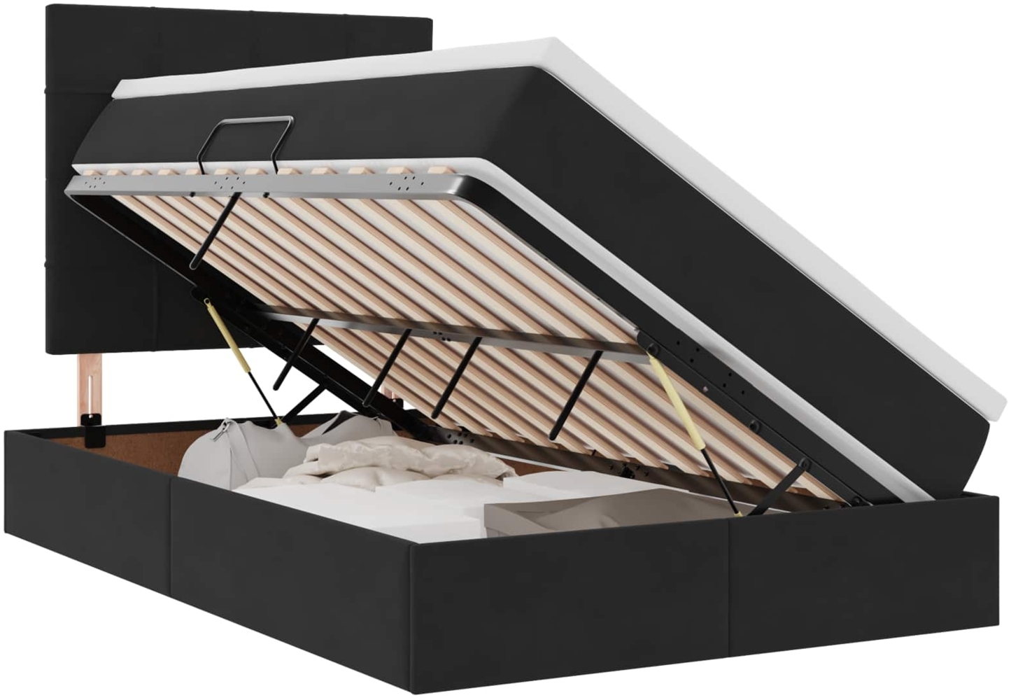 vidaXL Bett mit Stauraum und LED Schwarz 120x200 cm Samt 3372023 Bild 1