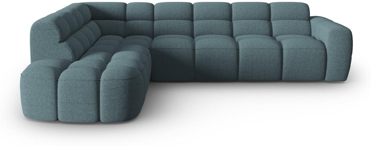 Micadoni Ecksofa Lisa 5-Sitzer Links Strukturierter Stoff Hellblau Bild 1