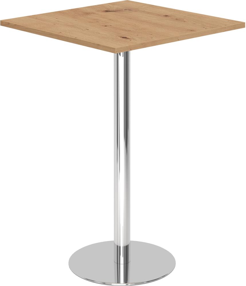 bümö® Stehtisch STH, Tischplatte eckig 80 x 80 cm in Asteiche, Gestell verchromt Bild 1