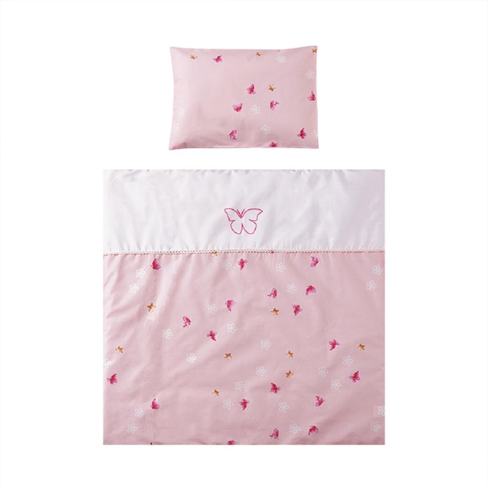 Lorelli Baby-Bettwäsche 7-teiliges Set First Dreams Decke Kissen Laken Himmel rosa Schmetterlinge Bild 1