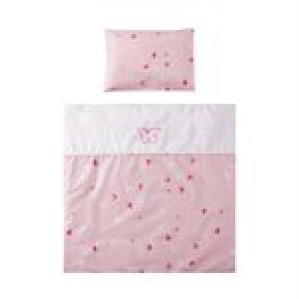 Lorelli Baby-Bettwäsche 7-teiliges Set First Dreams Decke Kissen Laken Himmel rosa Schmetterlinge Bild 1