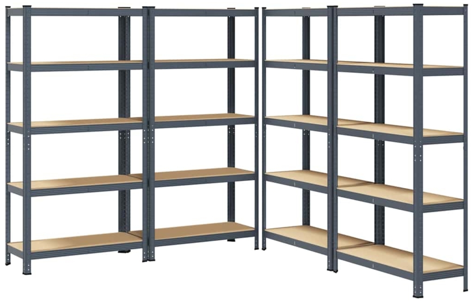 vidaXL Lagerregale mit 5 Böden 4 Stk. Anthrazit Stahl & Holzwerkstoff 3307595 Bild 1