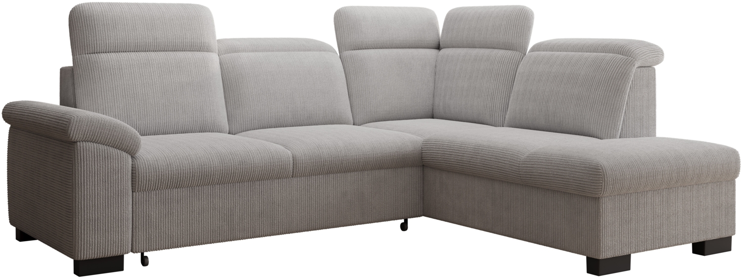Ecksofa Duarte, Eckcouch L-Form, L-Sofa mit Schlaffunktion und Bettkasten, Sofa Rechts, Sofa Cord-Stoff, 262 x 103 x 170 cm, Grau Bild 1
