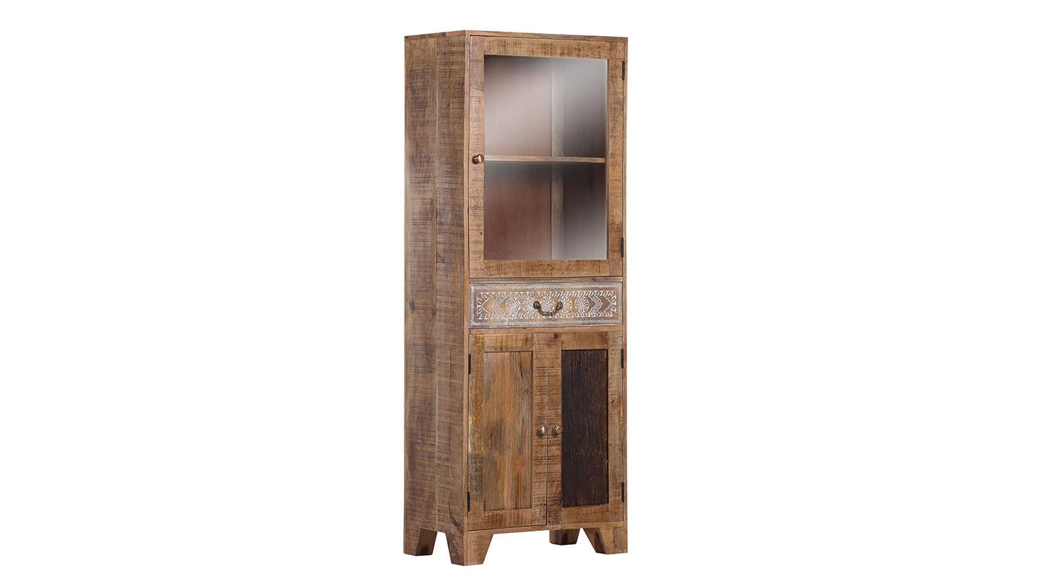 Vitrine PUNO Standvitrine Mango und Akazie Massivholz 180 cm Bild 1