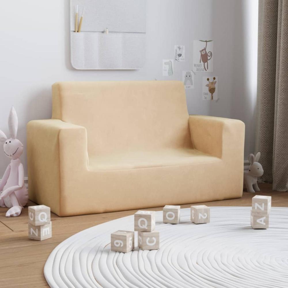 vidaXL Kindersofa 2-Sitzer Creme Weich Plüsch 341842 Bild 1