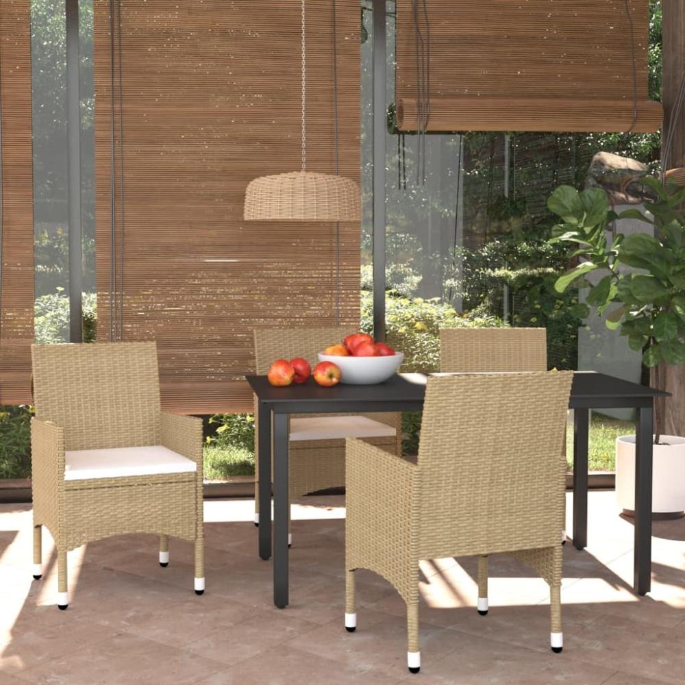 vidaXL 5-tlg. Garten-Essgruppe mit Kissen Poly Rattan Beige 3094987 Bild 1