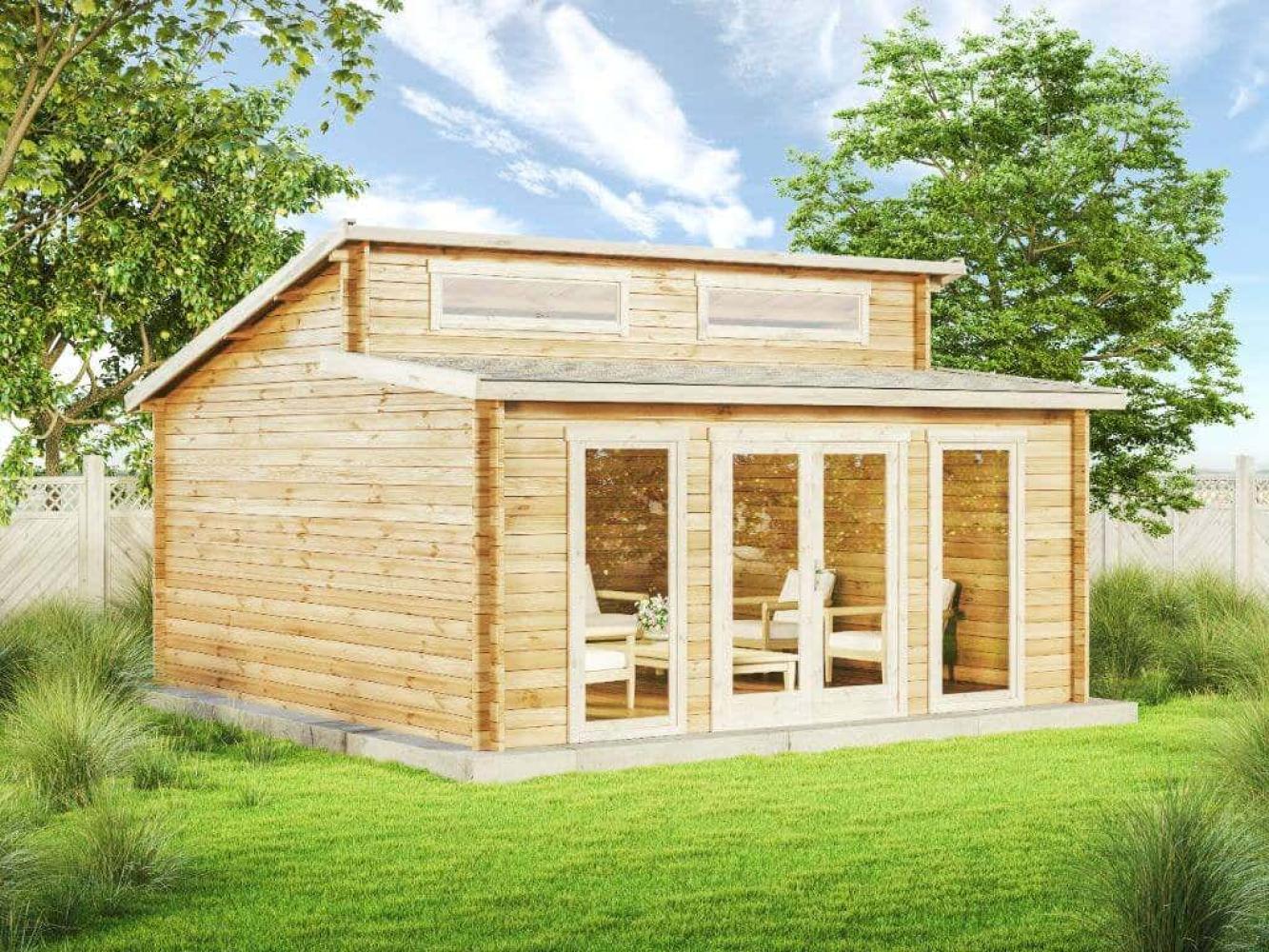 Alpholz Gartenhaus Narvig-B Gartenhaus aus Holz Holzhaus mit 40 mm Wandstärke Blockbohlenhaus mit Montagematerial Bild 1