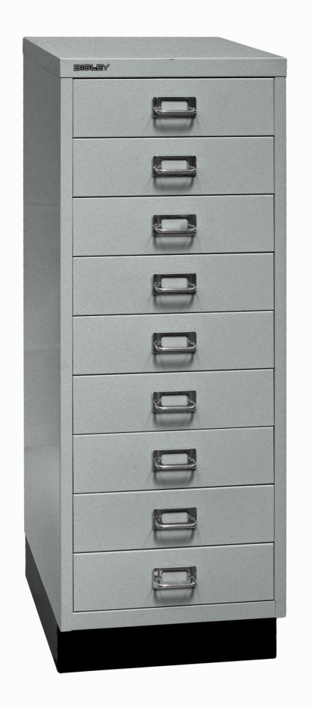 Bisley MultiDrawer™, 39er Serie mit Sockel, DIN A3, 9 Schubladen, Farbe silber Bild 1