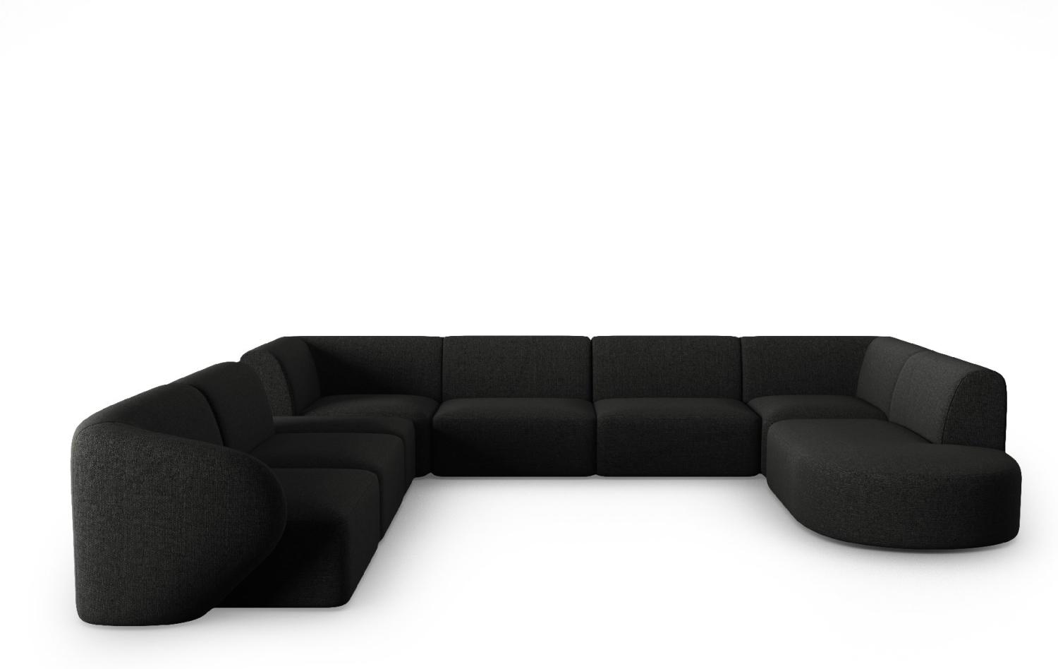 Micadoni Modulares Panorama Ecksofa Shane 8-Sitzer Links Chenille Schwarz Melange Bild 1