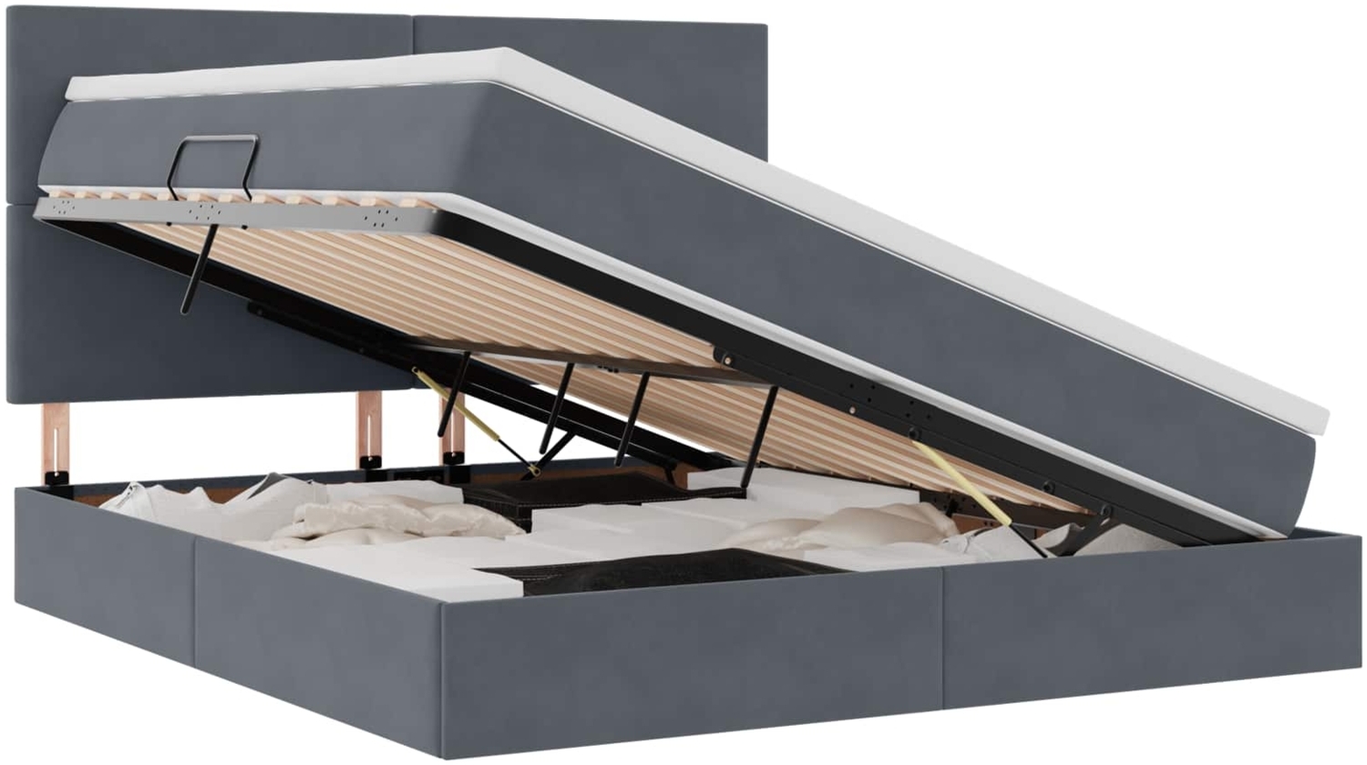 vidaXL Bett mit LED-Lichtleisten Dunkelgrau 160 x 200 cm Samt 3372616 Bild 1