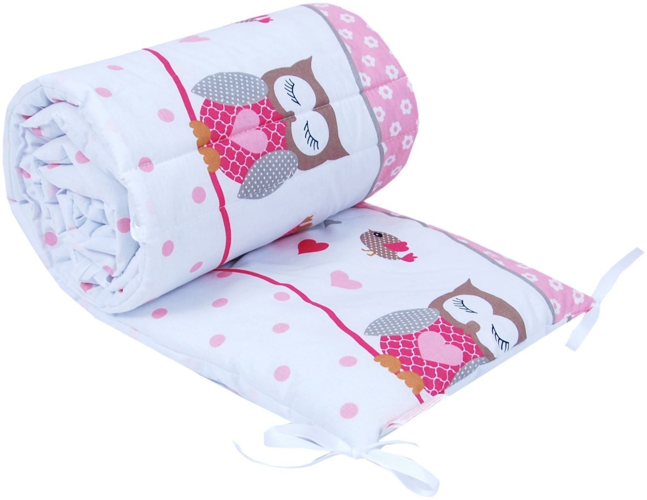 BabyLux Bettnestchen BABYLUX Bettumrandung NESTCHEN Bettnestchen 210x30 cm Babybett, 56. Eule Rosa Bild 1