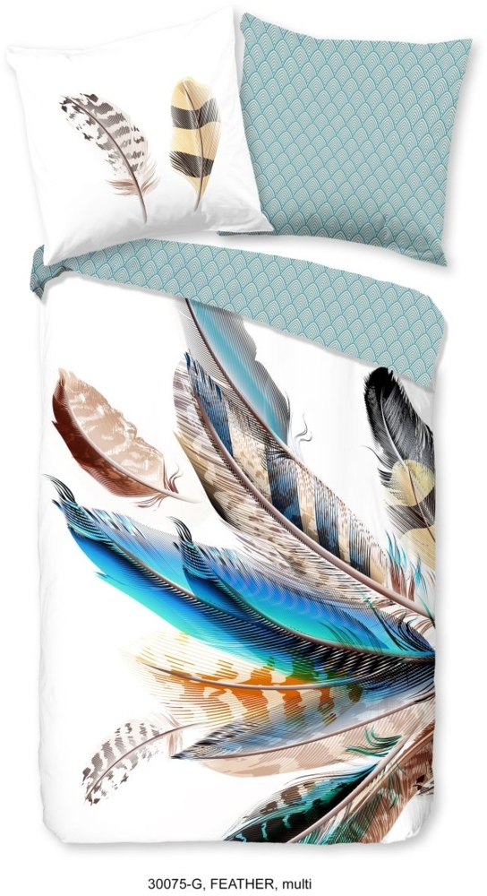 good morning Renforcé Bettwäsche 3 teilig Bettbezug 200x200 cm Kopfkissenbezug 80x80 cm Feather 30075.99.13 Multi Bild 1