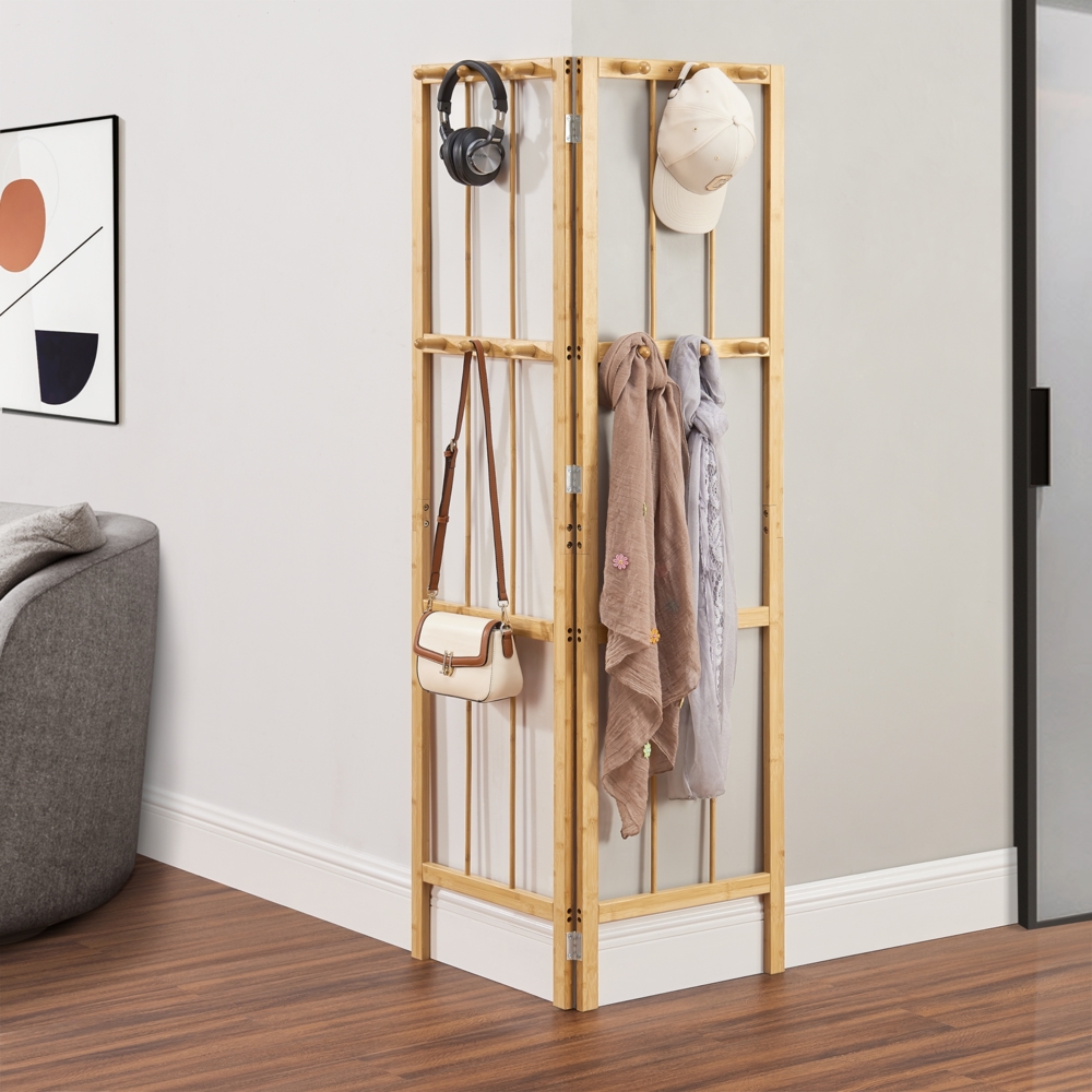 Eckgarderobe Hyllestad 165,5x92x8cm Bambus [en. casa] Bild 1