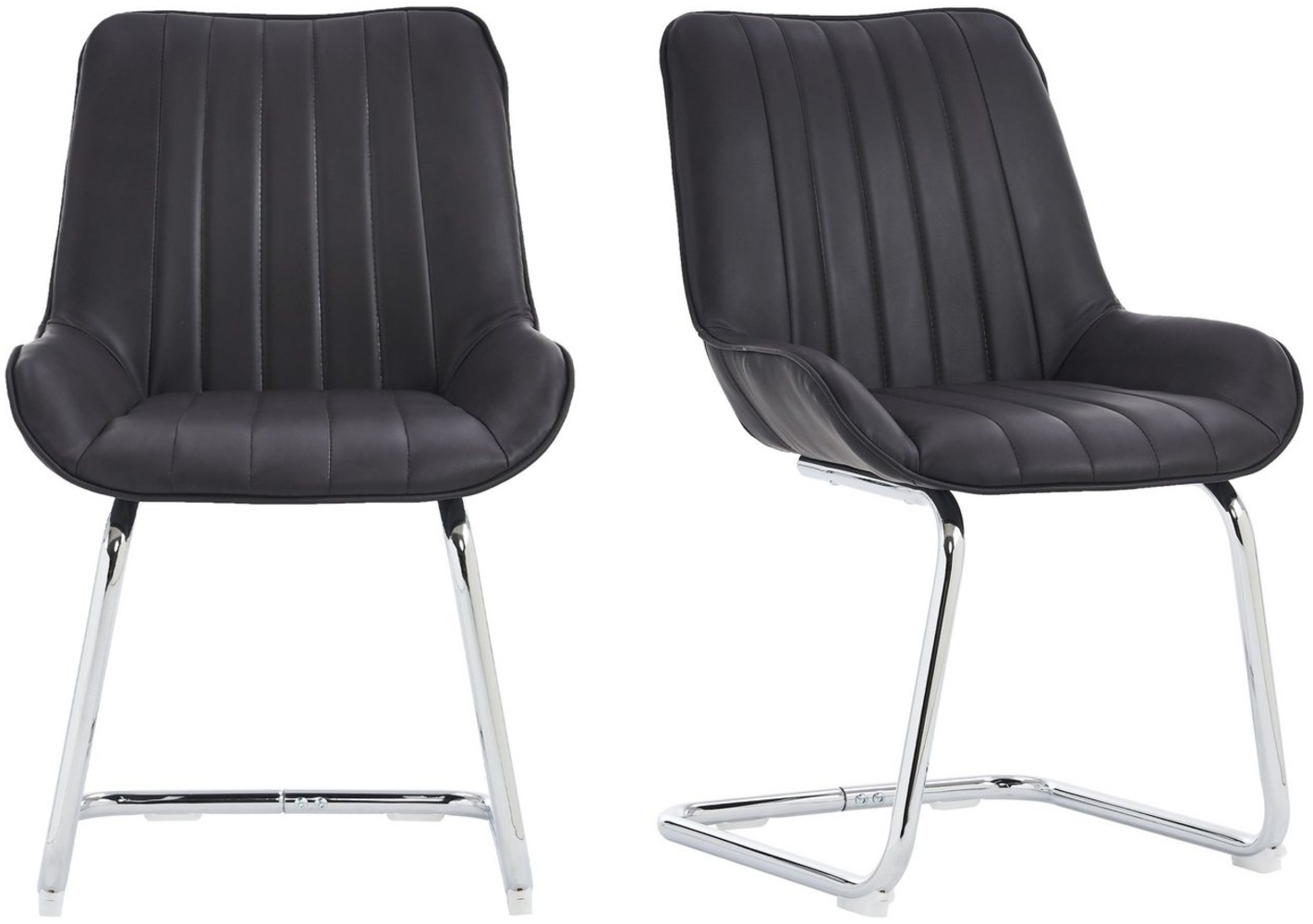 SeedWave Freischwinger 2er Set, Ergonomisch Gepolstert mit PU-Bezug, Robuste Stahlbeine, Rutschfest, Vertikale Ziernähte, Leicht Aufzubauen, Modernes Design Bild 1