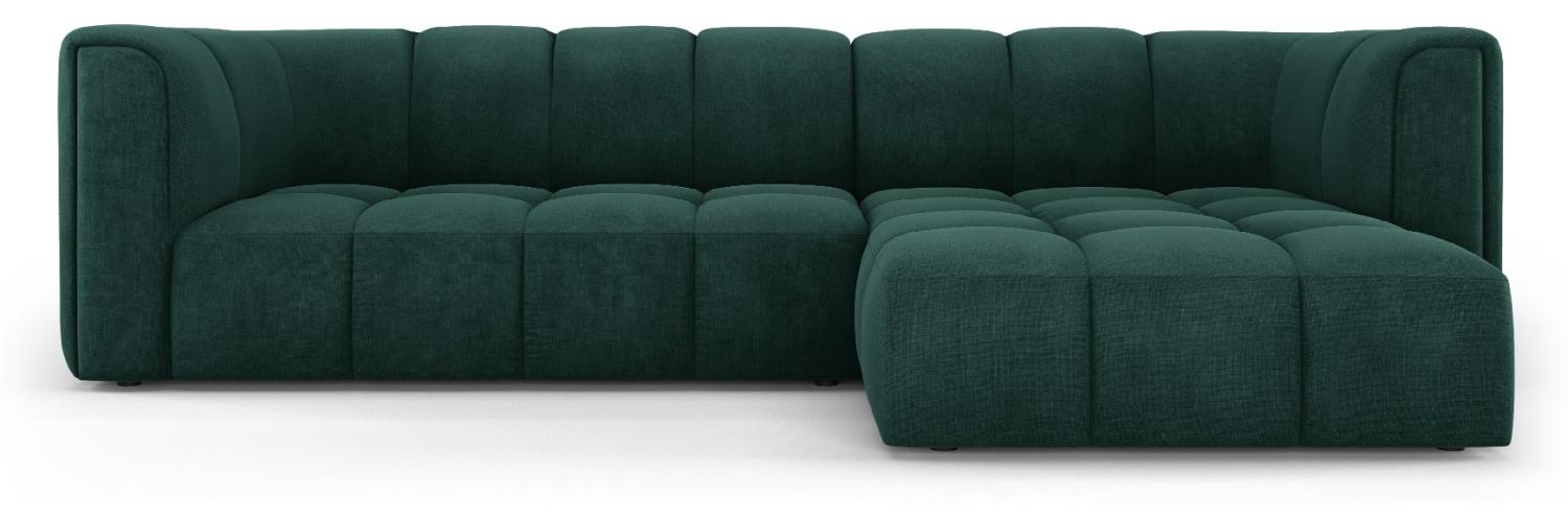 Micadoni Modulares Ecksofa Serena 3-Sitzer Rechts Strukturierter Stoff Flaschengrün Bild 1