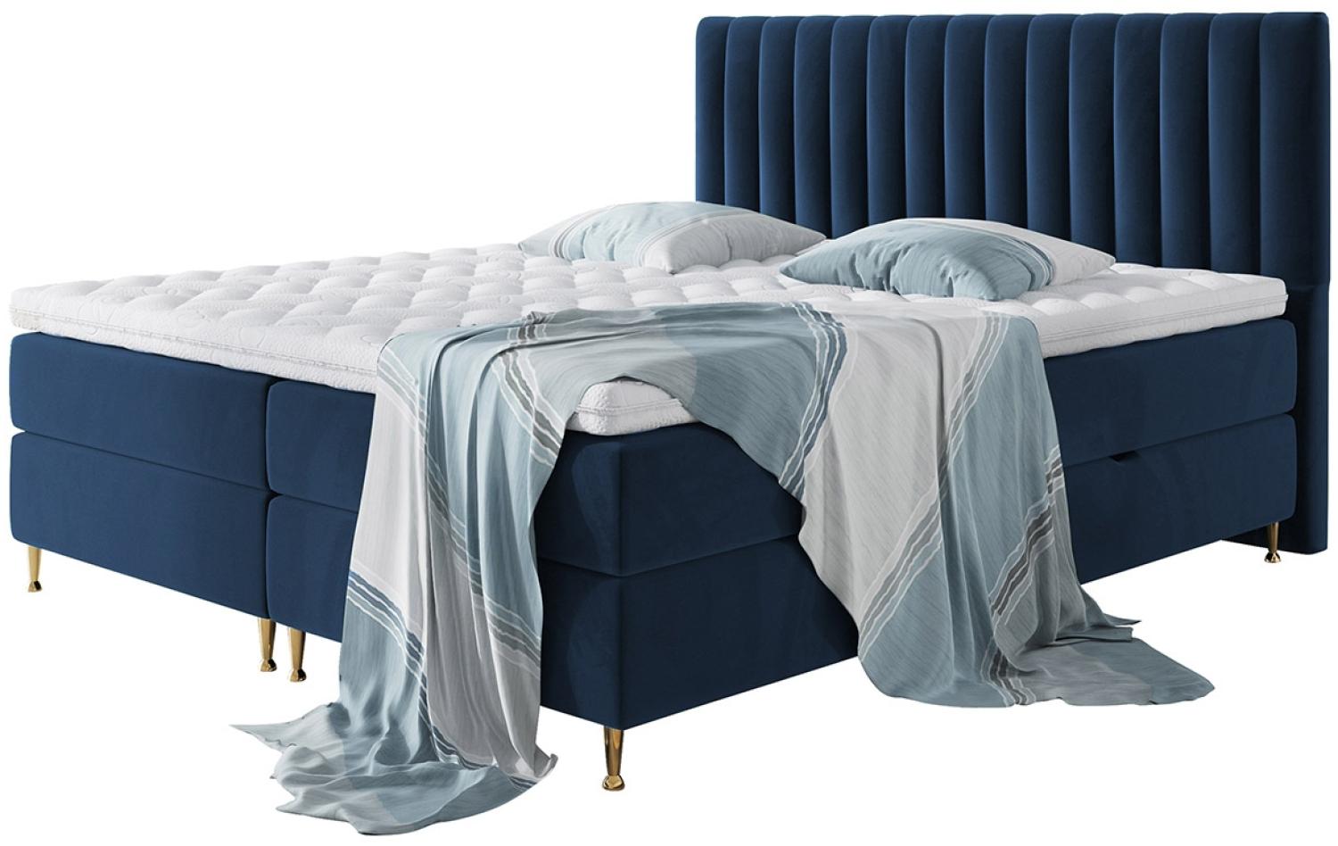 Mirjan24 Boxspringbett Nerpa, Blau, 180x200 cm Bild 1