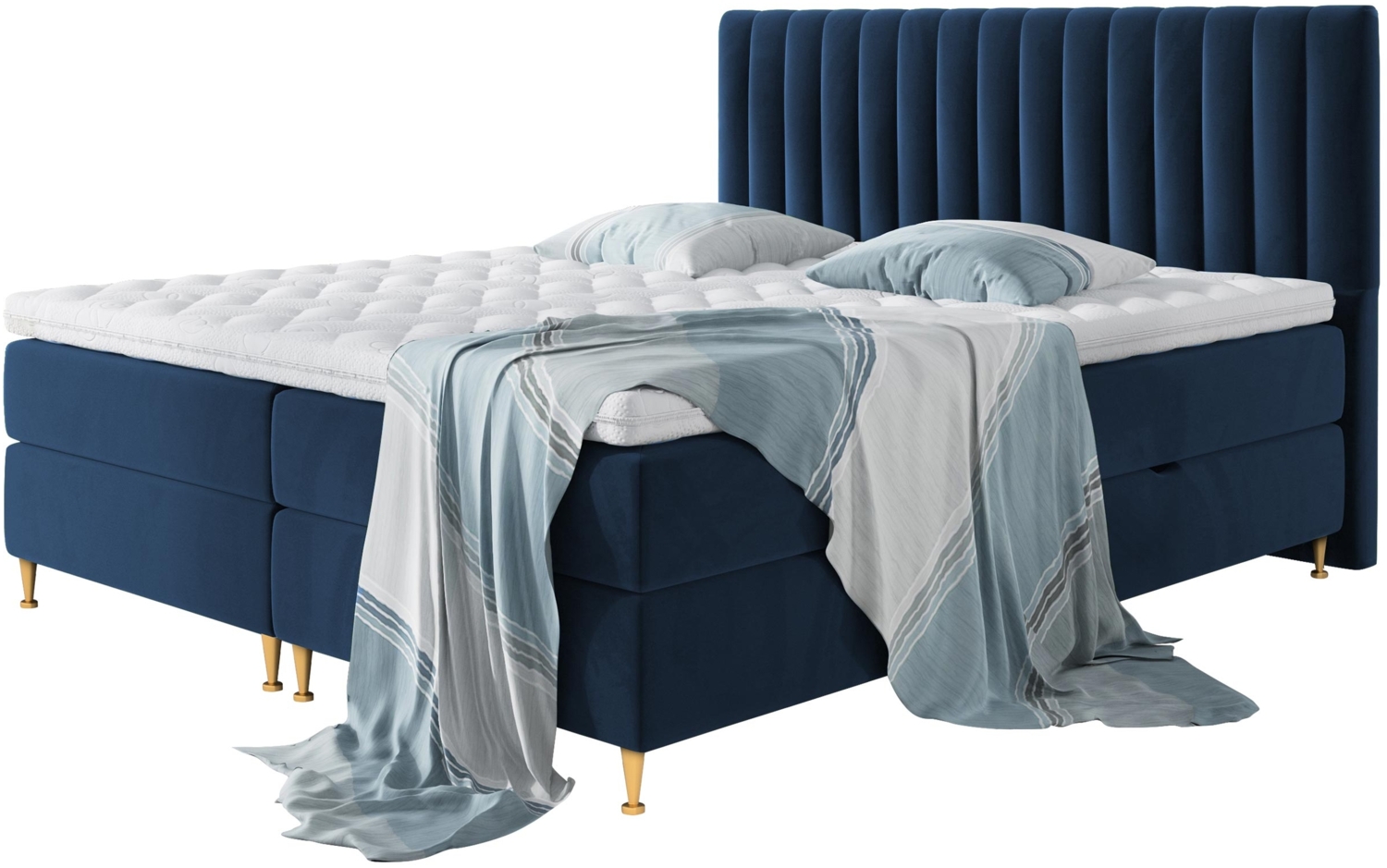 Mirjan24 Boxspringbett Nerpa, Blau, 180x200 cm Bild 1