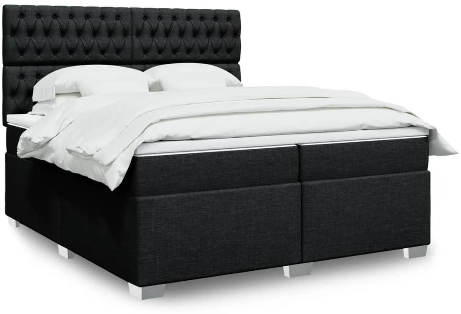 vidaXL Boxspringbett mit Matratze Schwarz 200x200 cm Stoff 3292904 Bild 1