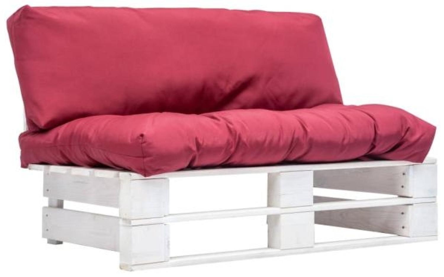 Garten-Palettensofa mit Roten Kissen Kiefernholz Bild 1