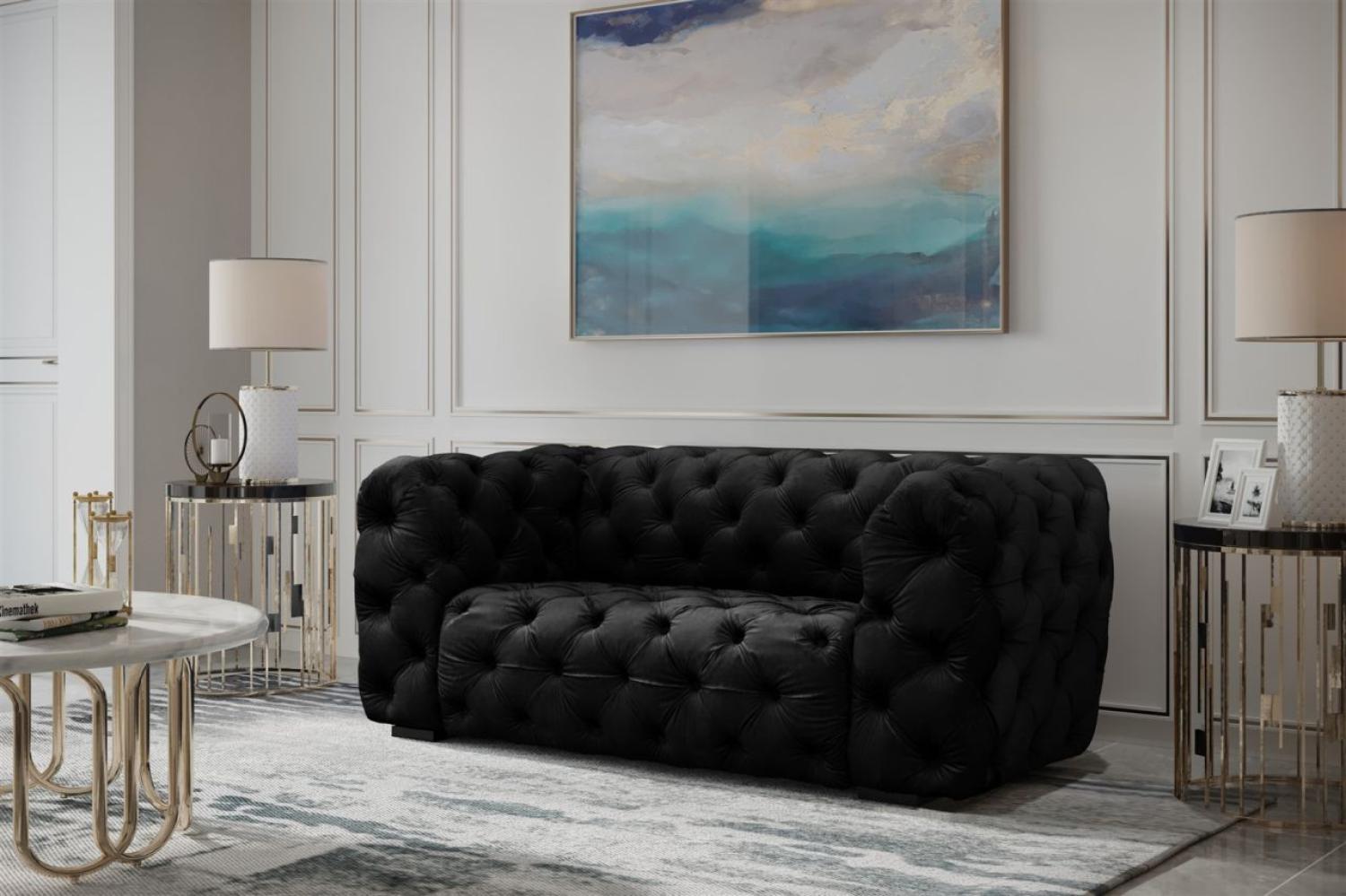 Sofa Designersofa NATALIE 2-Sitzer in Stoff Riviera Schwarz Bild 1