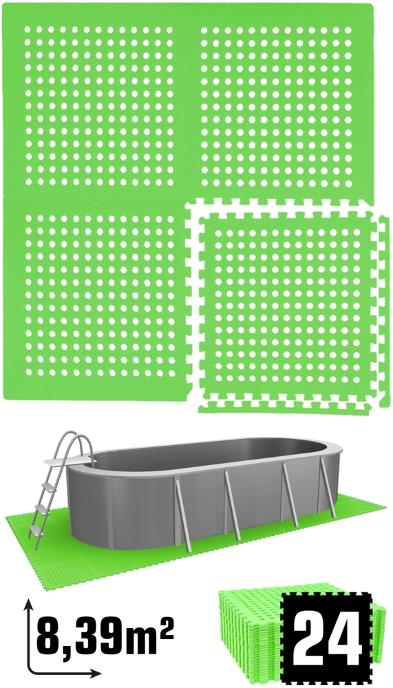 8,4m² Poolunterlage 24 Poolmatten 62x62cm in Grün Bild 1