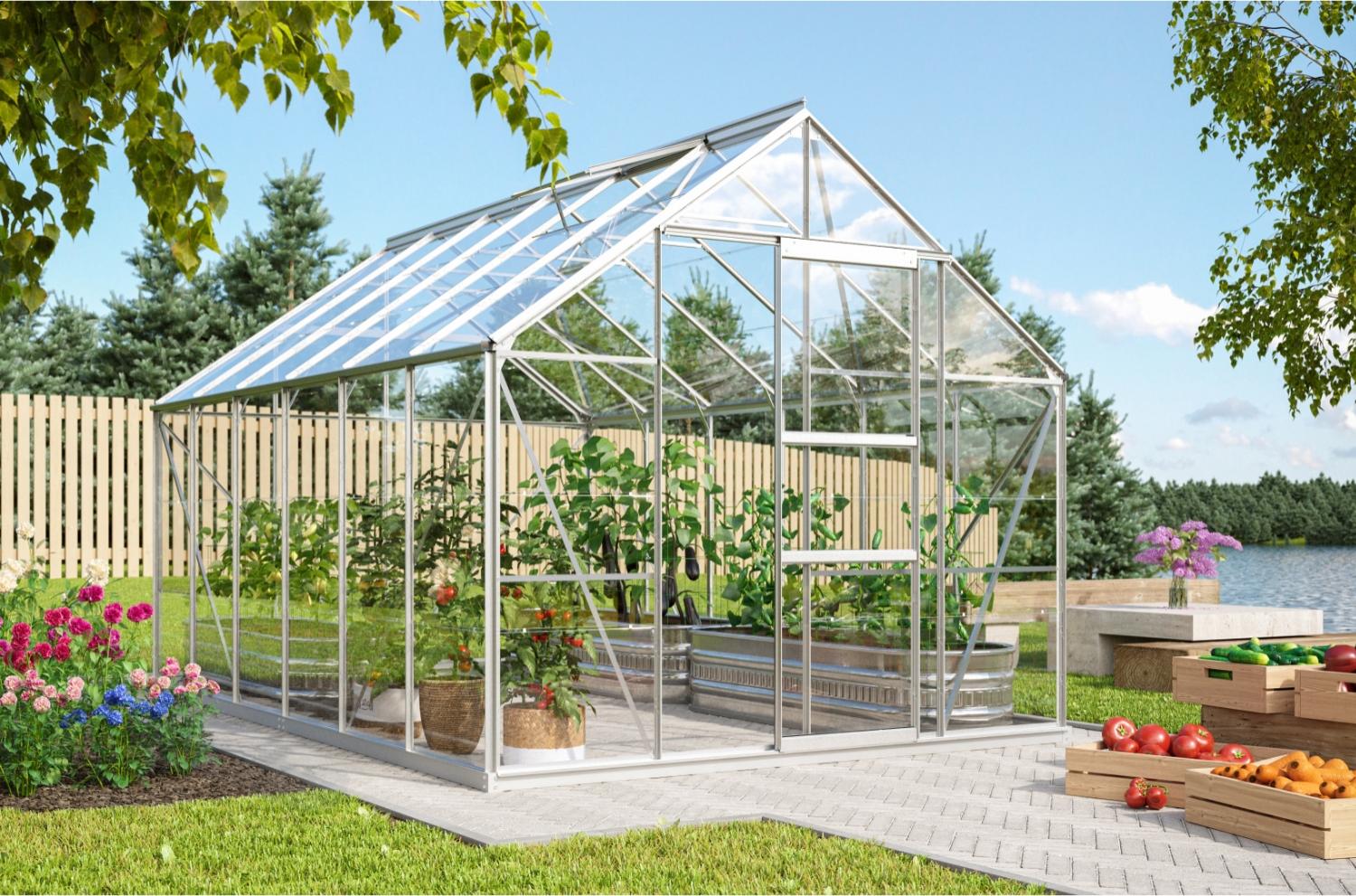 Vitavia Gewächshaus "Merkur 9900", aluminium eloxiert, 9,9 m²,3 mm ESG Bild 1