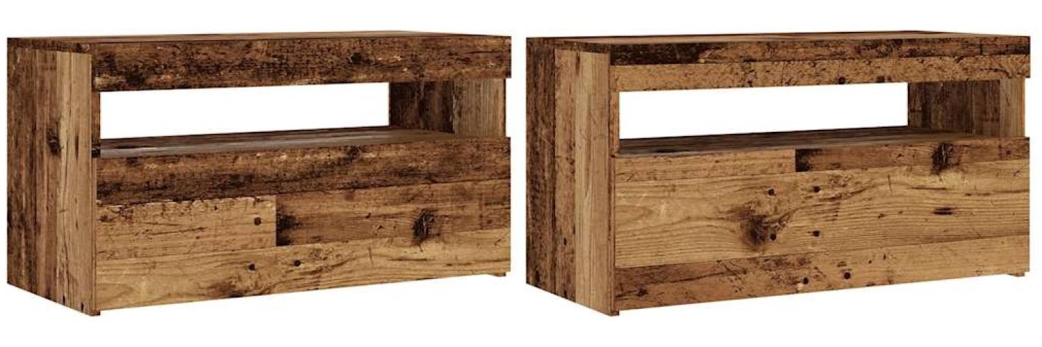 vidaXL TV-Schränke mit LED-Leuchten 2 Stk. Altholz-Optik Holzwerkstoff 856316 Bild 1