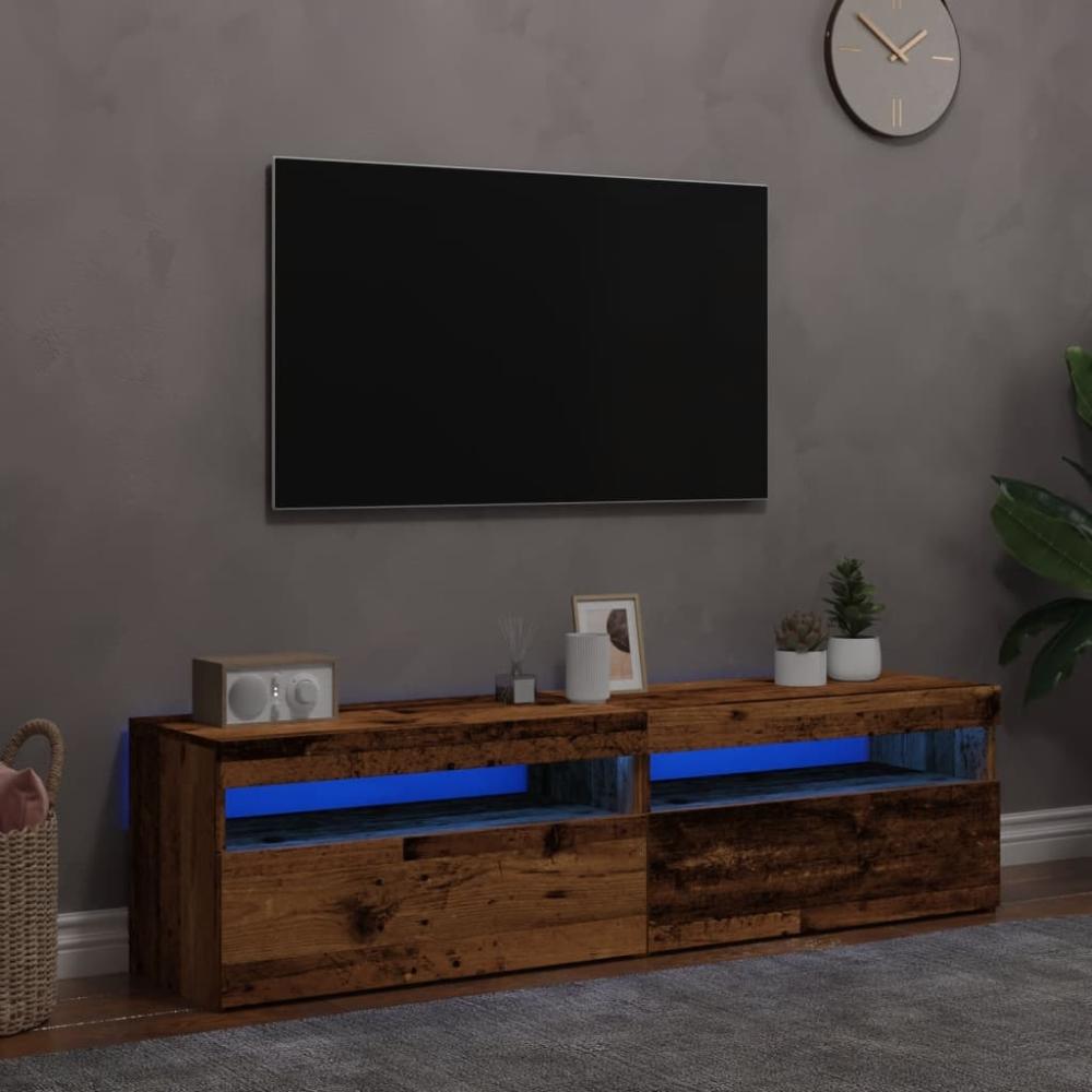 vidaXL TV-Schränke mit LED-Leuchten 2 Stk. Altholz-Optik Holzwerkstoff 856316 Bild 1