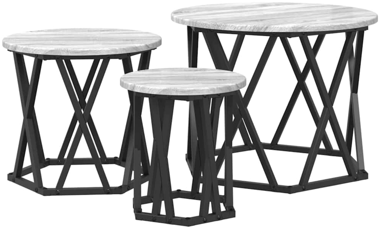 vidaXL Nesting Beistelltisch 3 pcs Graues Sonoma 868258 Bild 1