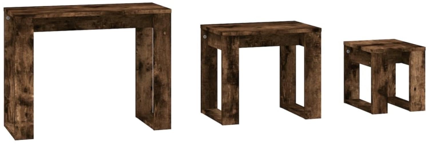 Satztische 3 Stk. Räuchereiche Holzwerkstoff [815222] Bild 1