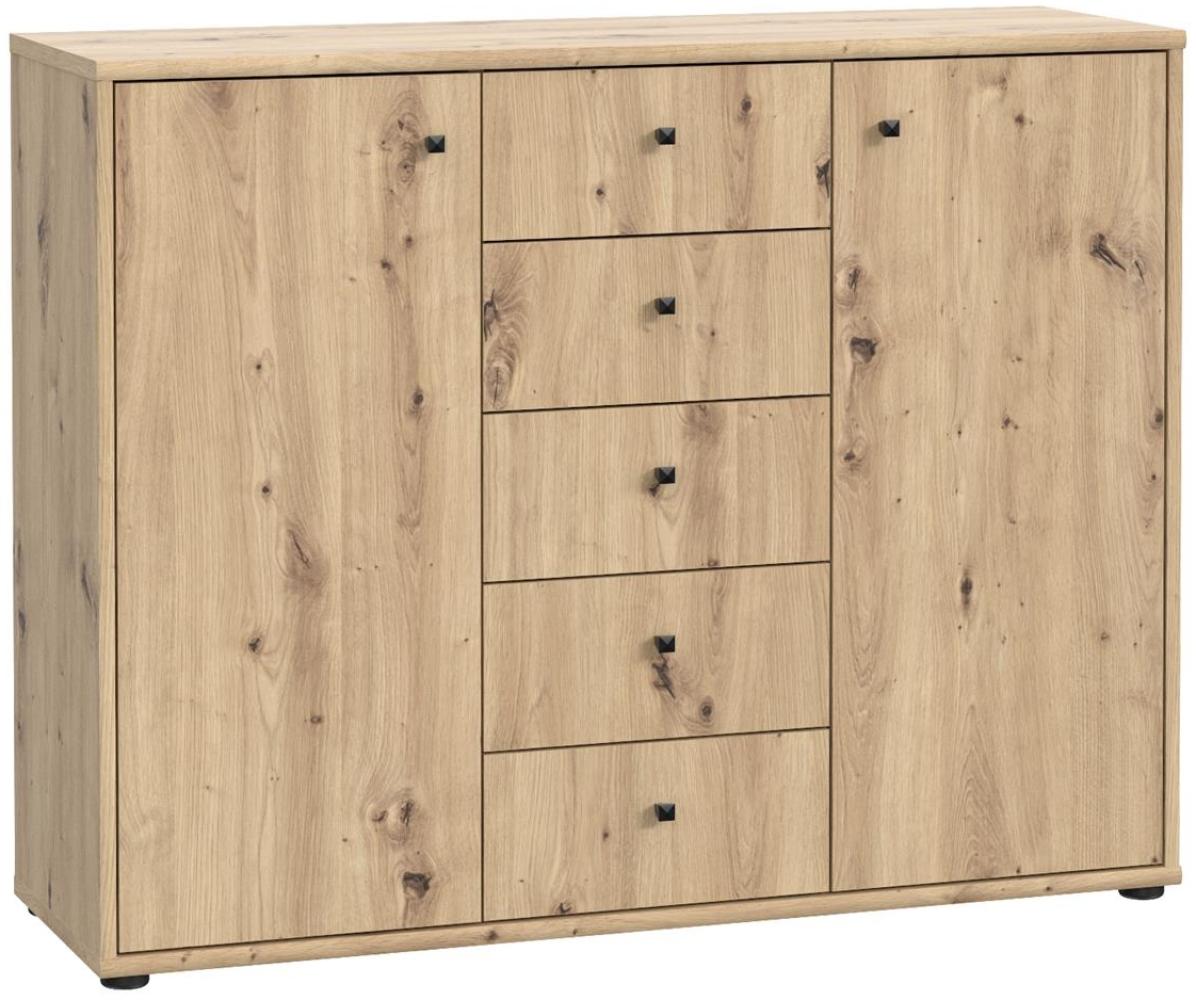 Kommode >Tembi< in Artisan Eiche - 108,8x85,5x34,8cm (BxHxT) Bild 1