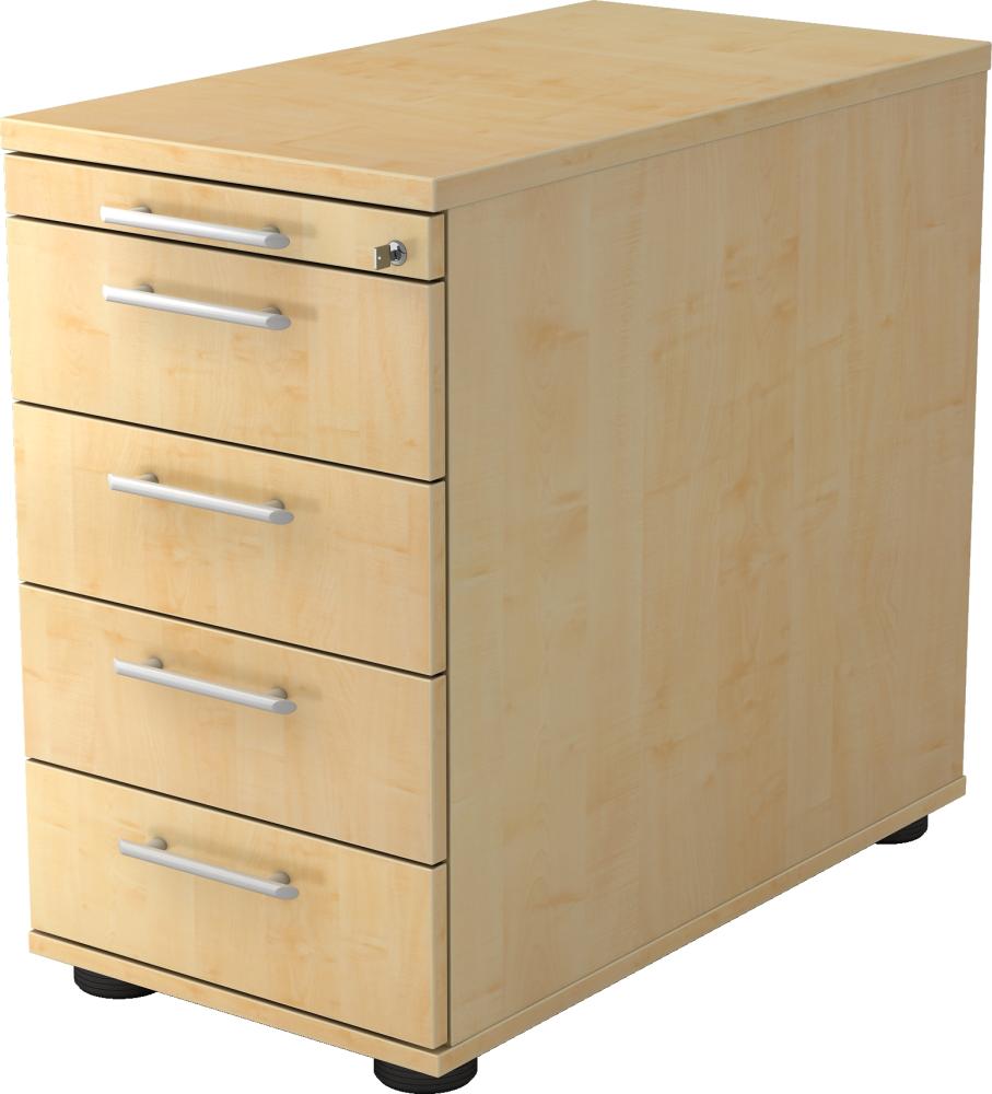 bümö Schreibtisch Schrank abschließbar, Schubladenschrank Holz in Ahorn, Container mit Schubladen - Schubladen Schrank Büro, Schreibtisch Container od. Schreibtisch Kommode mit Relinggriffe, SC50-3-3-RE Bild 1