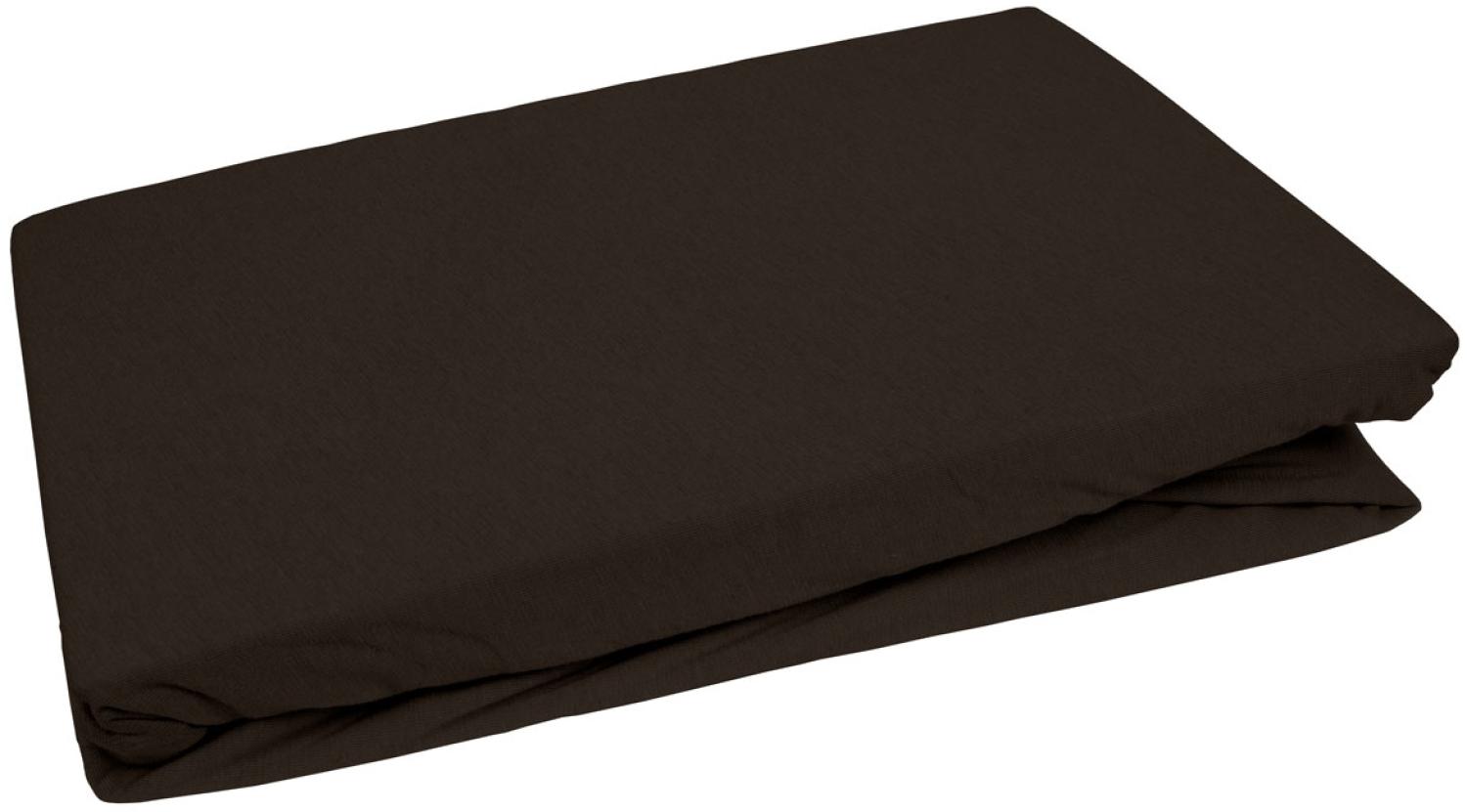 Bettwaesche-mit-Stil Jersey Spannbettlaken Espresso Braun 90 – 100 x200cm Höhe bis 20cm Bild 1