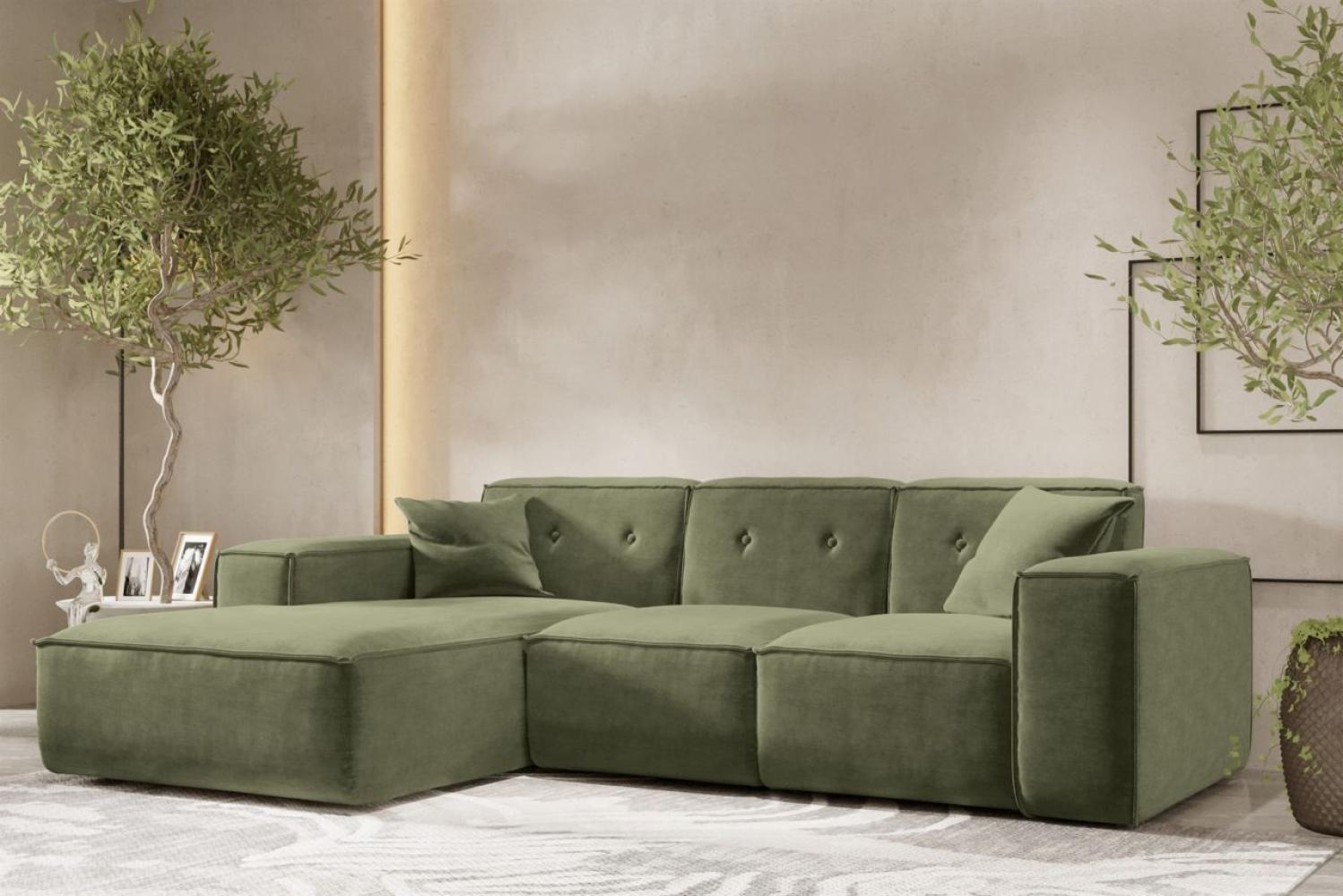 Ecksofa Designersofa CESINA Stoff Perfect Harmony Waldgrün Ottomane Links Bild 1