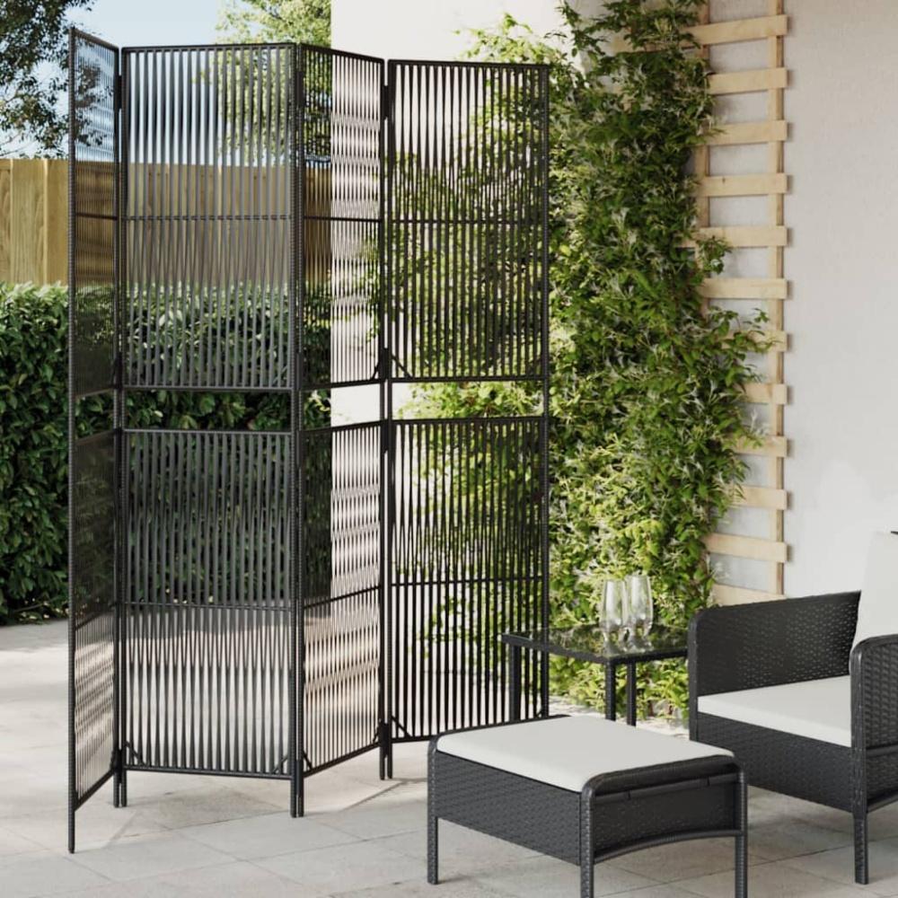 vidaXL Paravent 4-tlg. Schwarz Poly Rattan 365392 Bild 1