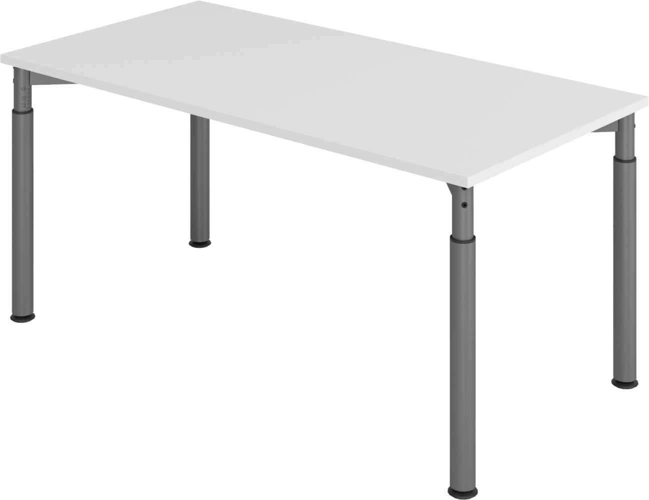 bümö höhenverstellbarer Schreibtisch 160x80 cm in grau, Gestell graphit - PC Tisch höhenverstellbar & groß, höhenverstellbarer Tisch Büro, großer Computertisch verstellbar, Y-Serie, YS-16-5-G Bild 1