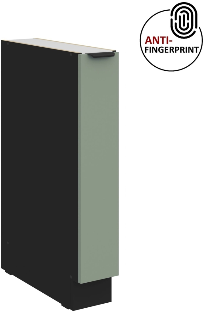 Küchen Unterschrank Schrankauszug 15 cm Küche ARIA Aquamarin ultra matt + Schwarz matt, hochwertige Fronten mit Anti Fingerprint Beschichtung Küchenzeile Küchenblock Bild 1