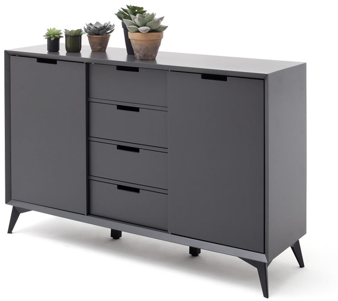 Sideboard Netanja in weiß und grau mit Wechselfronten 137 x 92 cm Bild 1