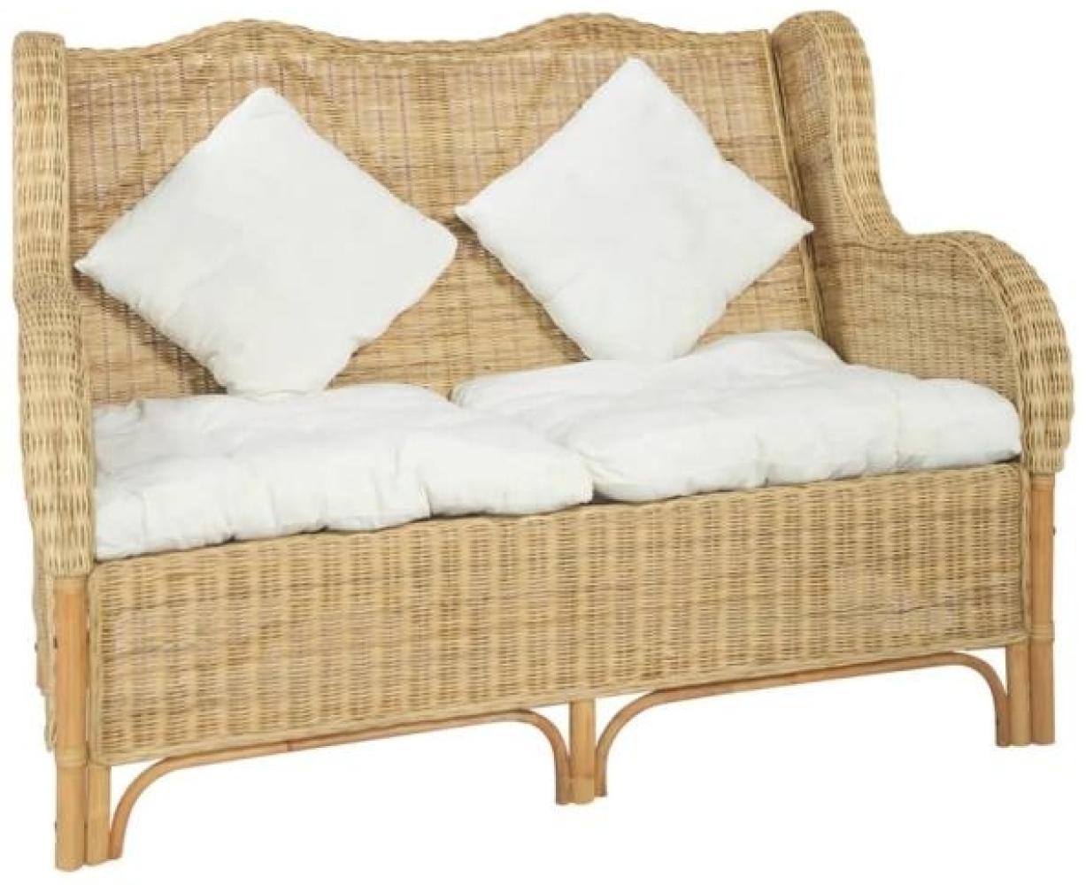 vidaXL 2-Sitzer-Sofa Natürliches Rattan und Leinen 325466 Bild 1