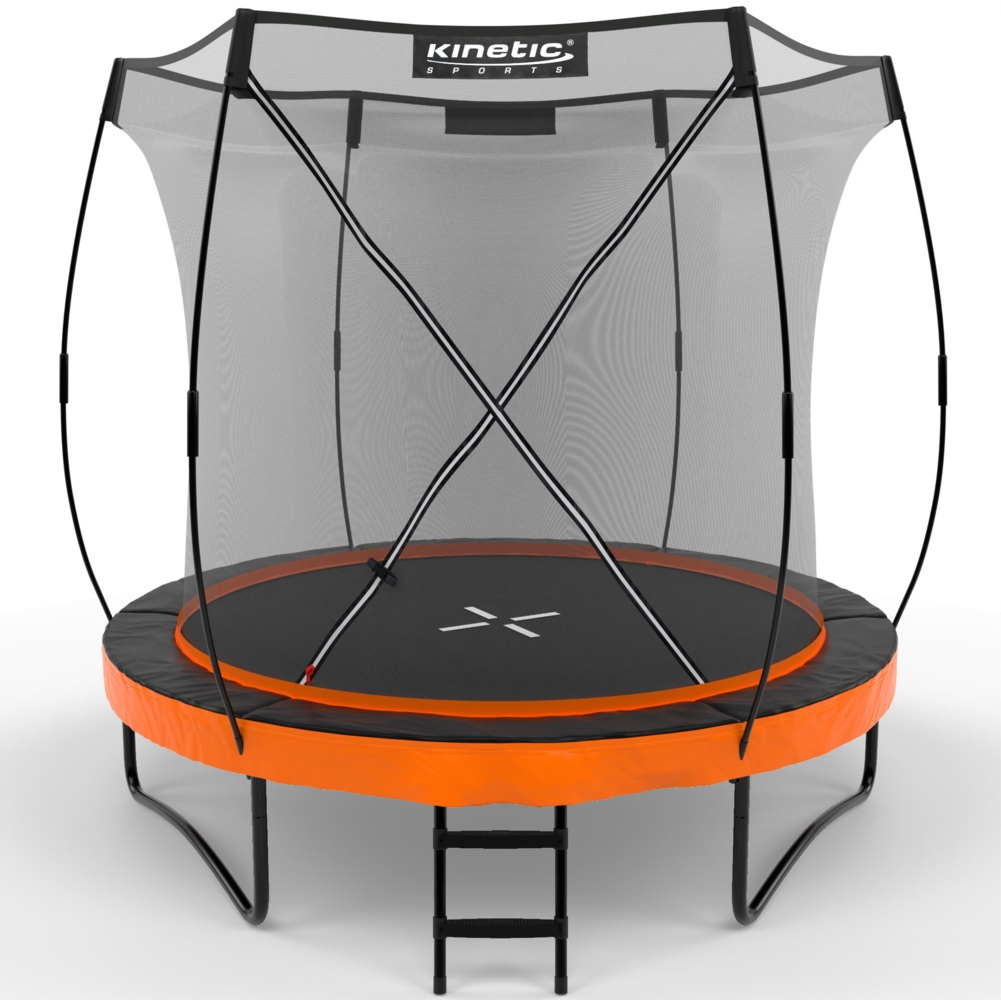 KINETIC SPORTS Premium Outdoor Trampolin 'Ultimate Pro' für Kinder und Erwachsene, AirMAXX Sprungtuch, mit Leiter, Fieberglas, bis zu 160 kg, Sunset Orange, Ø 244 cm Bild 1