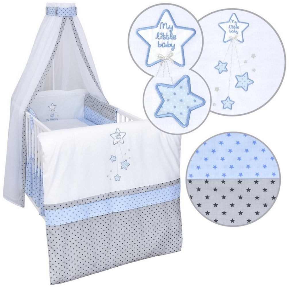 Baby-Delux Babybettwäsche Baby Bettwäsche Set 4-Tlg. Nestchen Chiffonhimmel, Baumwolle, 4 teilig, Bettset für Babybetten 140x70 & 120x60 verschiedene Designs Bild 1