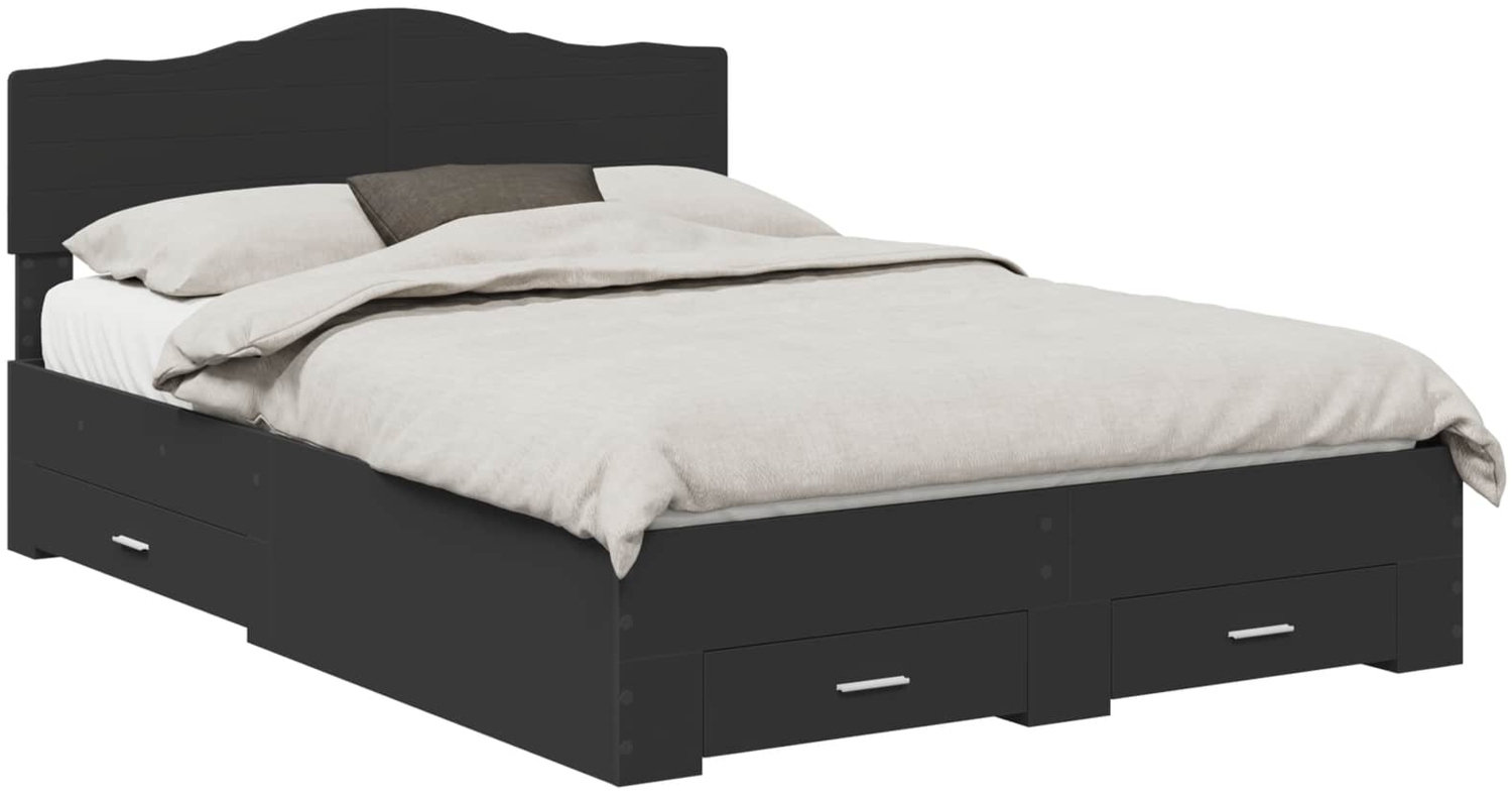 vidaXL Bettrahmen mit Kopfteil Schwarz 150x200 cm Holzwerkstoff 3413178 Bild 1