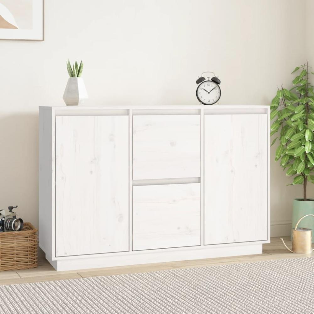 vidaXL Sideboard Weiß 111x34x75 cm Massivholz Kiefer [814310] Bild 1