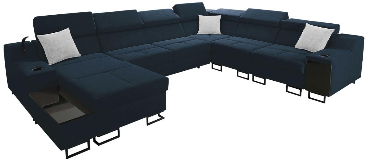 Ecksofa Nadadu VIII mit Schlaffunktion, Bettkasten, einstellbaren Kopfstützen, Lampe mit USB-Anschluss, Barfach (Uttario Velvet 2967 + Uttario Velvet 2973, Seite: Links) Bild 1